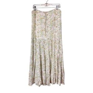 NWT Arizona Jeans Co Size Large Dainty Floral Cottage Fairy Maxi Skirt Split